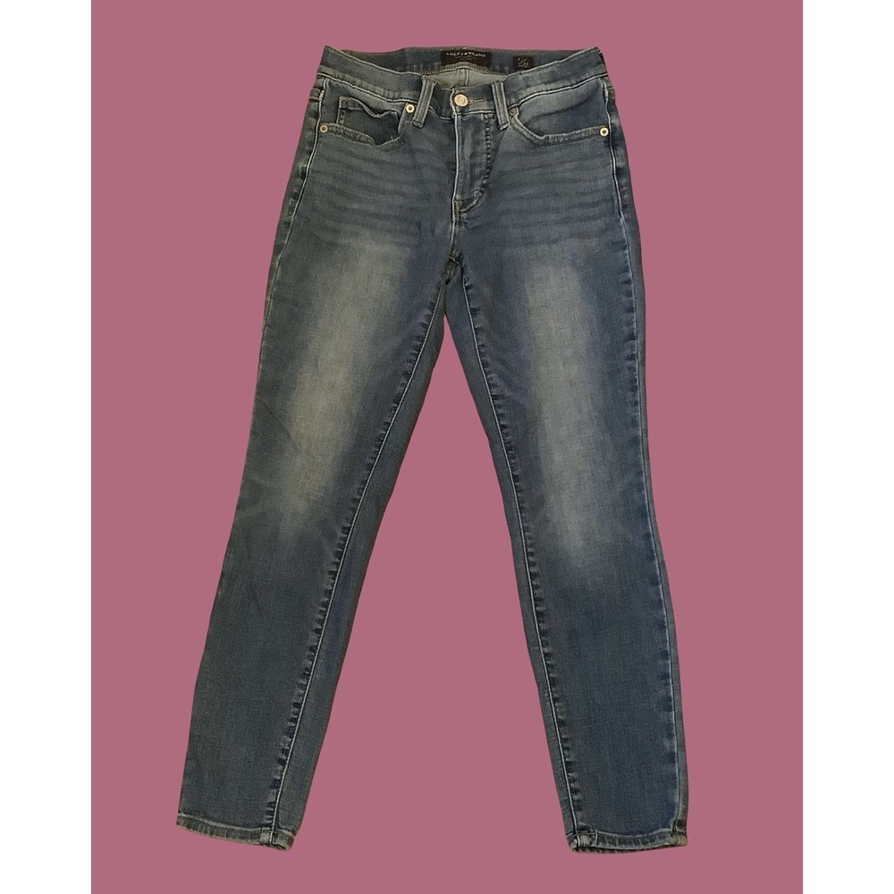 Lucky Brand Jeans Womens 2 Blue Ankle Flat Front Medium Wash Zip Denim Cotton